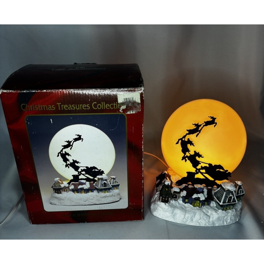 Vintage Shadowcaster Night Light Gift Innovations Santa w/ Moon Christmas